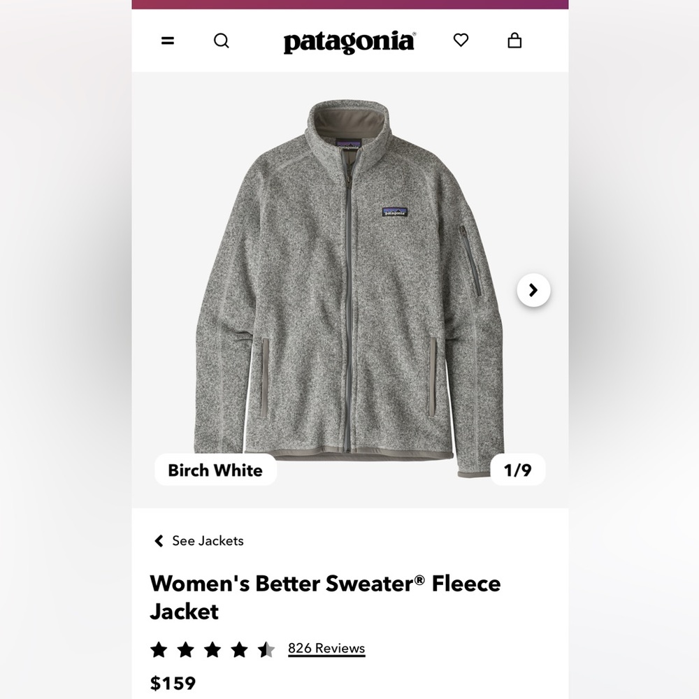 Patagonia Women's Birch White Better Sweater. Full Front Zipper Size Medium - Picture 13 of 15